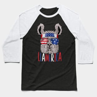 Llamerica Llama Merica Flag 4th Of July Baseball T-Shirt